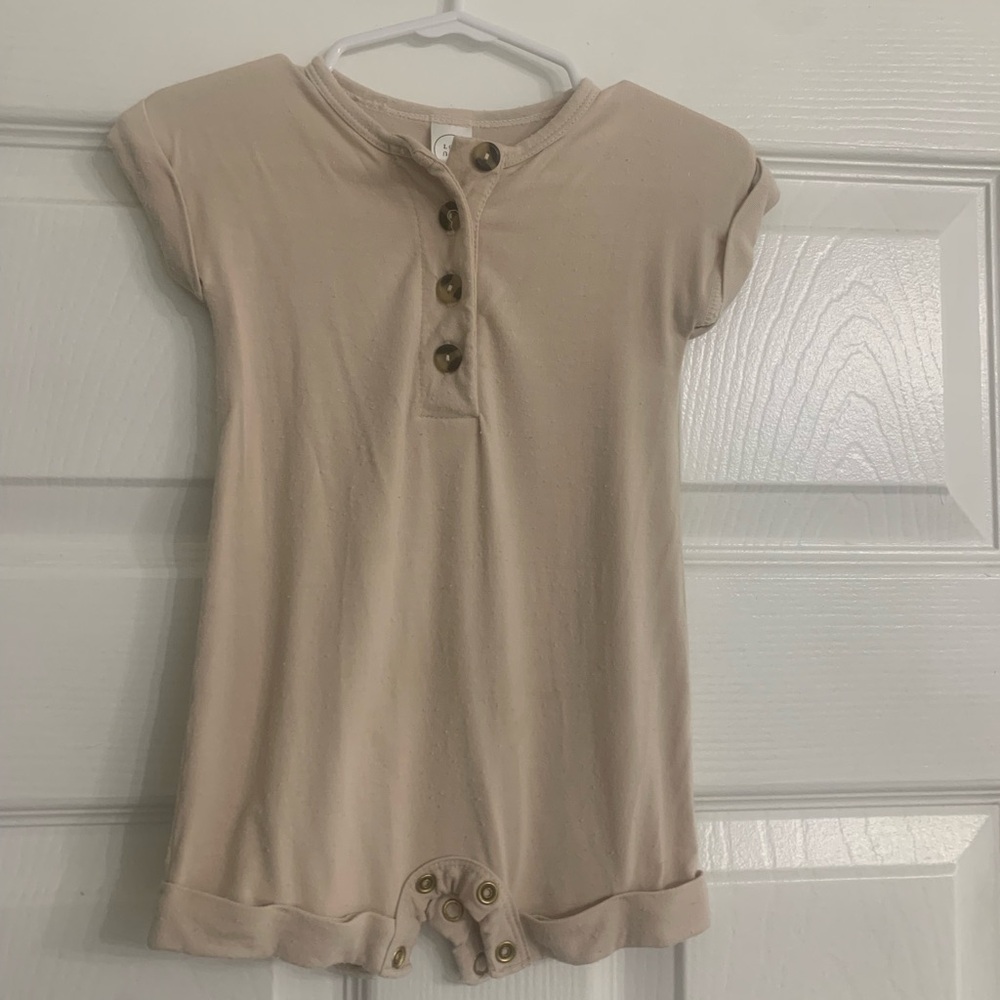 Beige Button-Up Baby Romper